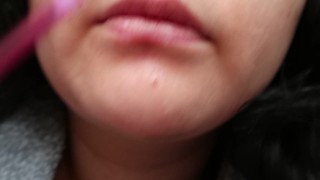Testing my Lip Gloss on my Dildo [Nature Republic Lip Gloss in 12 Burgundy]