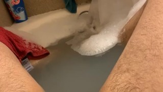 Jerking my girthy cock in the tub