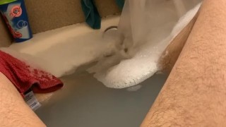 Jerking my girthy cock in the tub