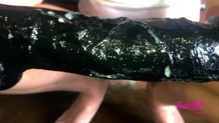 Big Clit Slut BBC Dildo Foot Tease