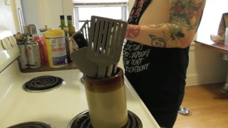 Tits Hanging Out While I Clean The Stove