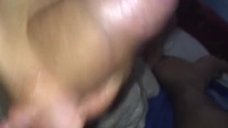 Big Dick Dominican Jerking Off with and without Condom + Cum