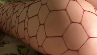 GIF SAMPLE: Red fishnets ass wiggle