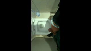 Teen pisses 5 times at the public toilets in one day challenge