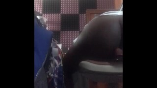 Fluffy ebony teen squirting On first BIG BBC toy