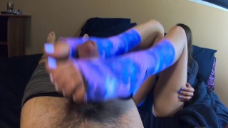 Cutting the toes off a pair of dirty stance socks