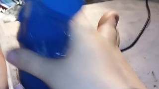 massaging my large kelvin bad dragon with him lube