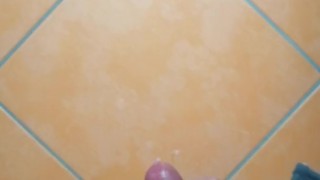 Bathroom solo masturbation
