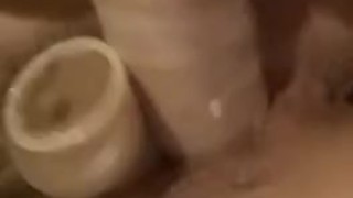 hotly masturbating pussy, with two dildos, orgasm