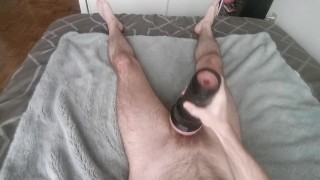 An intense fleshlight creampie, then rubbing my dick gravy all over my body