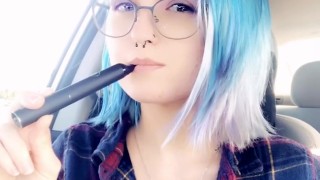 Showing off Tits & Smoking in Public