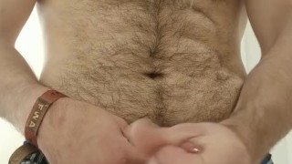 Being silly and jacking off in a hotel bathroom