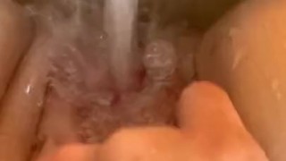 Pussy play bath time leg shaking orgasm with dirty talking