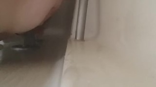 Big natural titties fuck dildo in shower