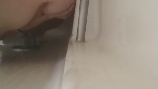 Big natural titties fuck dildo in shower