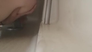 Big natural titties fuck dildo in shower
