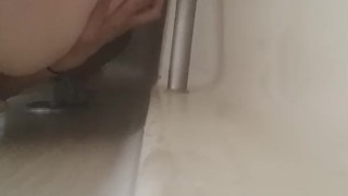 Big natural titties fuck dildo in shower