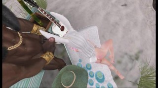 Second Life - Falara has some interracial fun at beach Chio