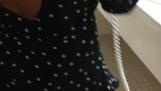 Slutty wife getting ready goes to clubs with no bra/panties under dress