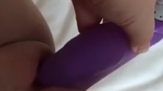 Masturbation with big vibrator