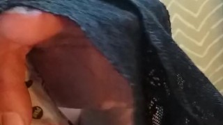 Smelling,tasting and Cumming in wife's dirty panties