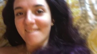 College Babe Masturbates with Glass Dildo