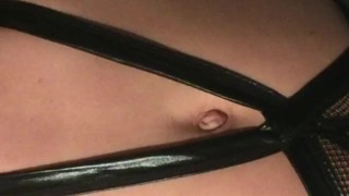 Playing with my tied tits.