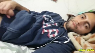 Jerking my big cock with a huge cum shot and eating my cum - Camilo Brown