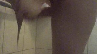 Homemade POV Dildo Shower Masturbation