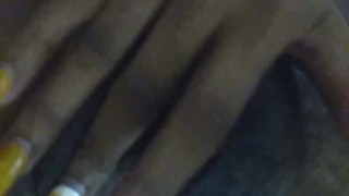 Petite Ebony Striptease and Plays with Pussy