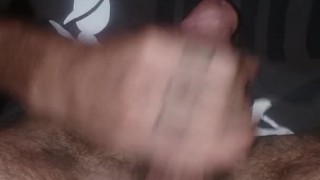 Extreme close up. Big dick tattooed male getting off with porn girls.