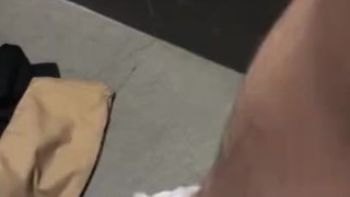 Public wank and cum