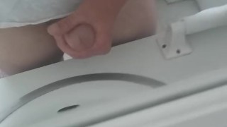 Daddy plays with his big white cock