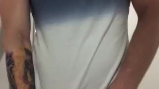 Jerking off in work bathroom