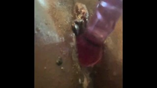Playing with my creamy pussy and Squirting on my toy
