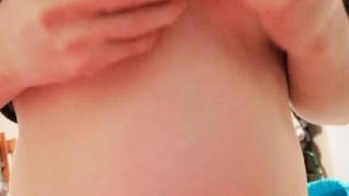 Sweet preggo girl loves her new tits size and show it off to strangers