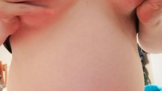 Sweet preggo girl loves her new tits size and show it off to strangers