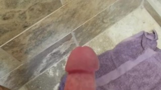Solo jerking cock with cum shot