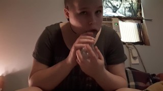 Solo female admiring herself