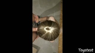 Shy girl do her first blowjob in abandoned house at first date