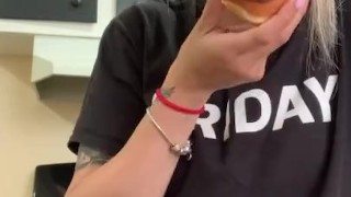 Young Latina tongues creamy hole