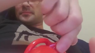 Locked fag milked to ruined orgasm