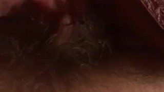 Extremely horny woman empties her pussy! Very wet and hairy!