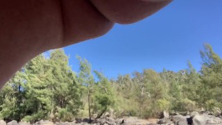 Risky Public Masturbation Then Fucking Against A Rock
