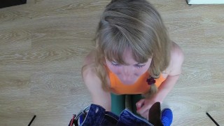THEY MEET AGAIN! His stepsister loves to suck a dick and cum swallow. POV