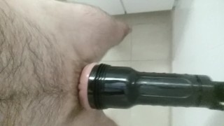 Hot guy talking dirty & fuckin a mounted fleshlight to a moaning orgasm