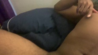 Quick jack off session to an interracial video
