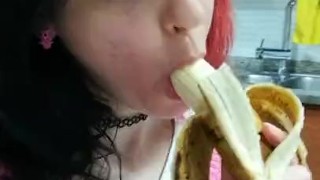 Sucking and Eating a Banana