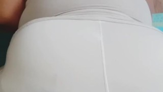 BBW ripped leggings POV doggy with dildo
