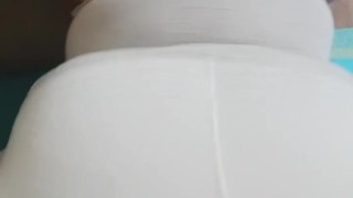 BBW ripped leggings POV doggy with dildo